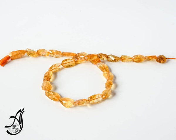 Natural Citrine Beads, Tumble Citrine Bead Necklace, 11X14mm Faceted Gemstone Bead, November Birthstone, 15 Inch Strand Bead