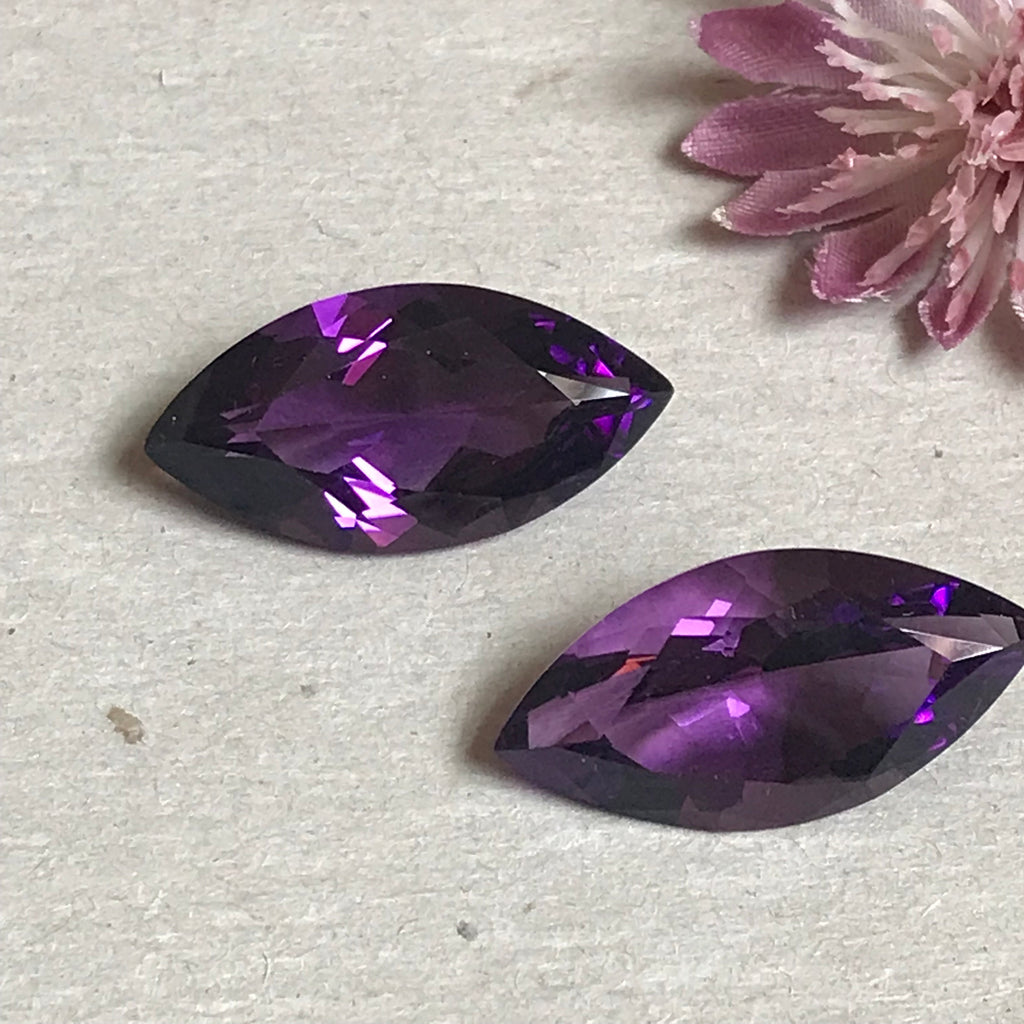 Natural Amethyst pair, 30X15mm Marquise Cut Amethyst, AAA Purple Amethyst For Earring, Loose Gemstone #159Amy