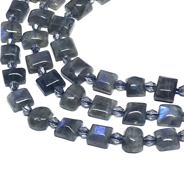 7X7mm Labradorite Beads, AAA Quality Natural Labradorite Bead Necklace, Square & Rectangular, Exceptional Blue Fire Labradorite (#1358)