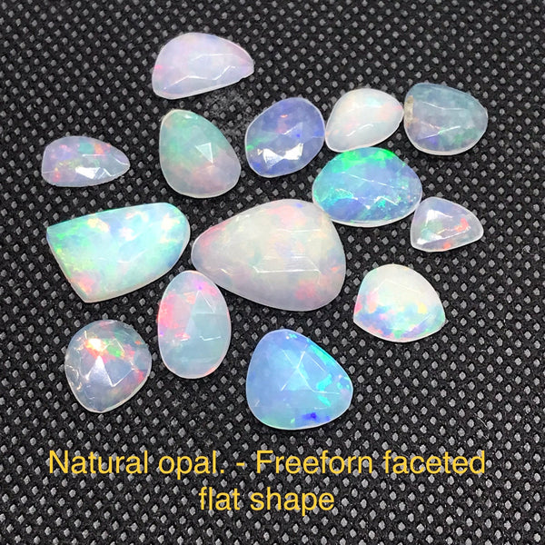 100% Natural White Ethiopian Opal, White Opal Faceted Lot, Loose Rainbow Fire Opal Nuggets Gemstone For Jewelry Making, October Birthstone