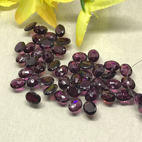 Natural Rhodolite Garnet Beads, 6X4MM Oval faceted Garnet Gemstone For Jewelry Making, January Birthstone, Pack of 10 pcs # G-167