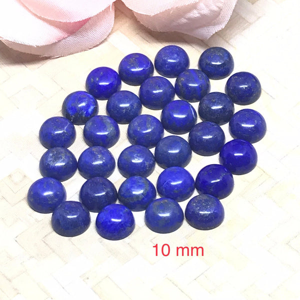 8 &10 mm Lapis Lazuli Cabochons, Round Shape Lapis Lazuli, Blue Gemstone, September Birthstone, 100% Natural Gemstone For Jewelry (CB-00326)