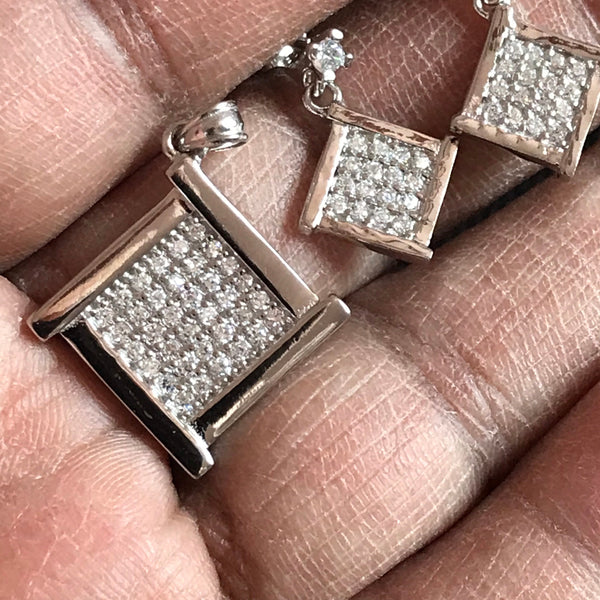 Cubic Zircon Jewelry Set, 925 Sterling Silver, CZ Pendant & Earrings, Gift For Women (JB-00109)