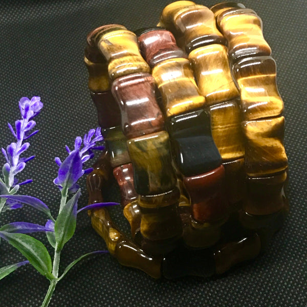AAA Multi Tiger Eye Bracelet, 16x12 mm Rectangular Stress Relief Bracelet, Men And Women Bracelet, Healing & Meditation Beaded Bracelet