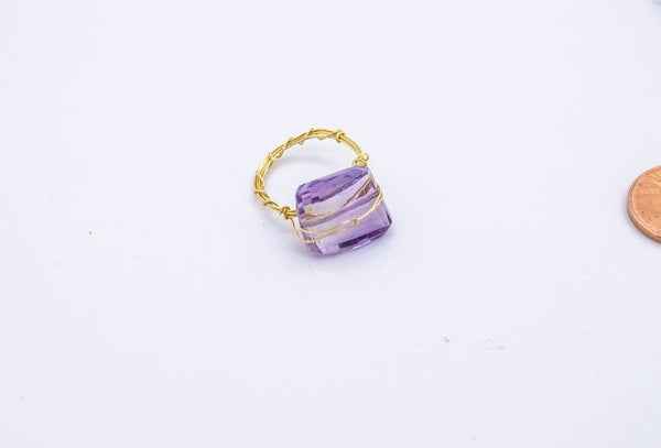 Natural Amethyst Ring, 14k Gold Filled, Ametrine Ring For Men & Women, Ring Size 9 US, February Birthstone Ring