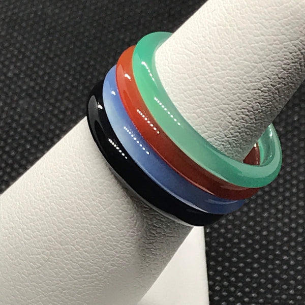 3mm Onyx & Carnelian Ring Set For Women, Orange, Green, Blue And Black Onyx Ring, Multi Color Ring For Men, Ring Size 6 - 11 US(SET-4 RINGS)