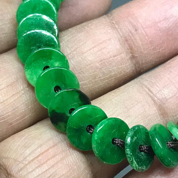 Natural Green Jade Bracelet, 10MM Donut jade Bead Bracelet For Men/Women, bracelet for teenage girl, March Birthstone Jade Jewelry #JB132