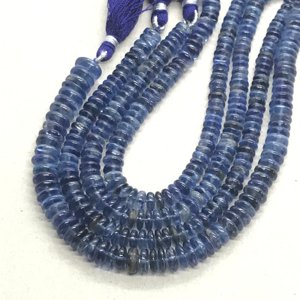 AAA Natural Kyanite Beads, 5.6 - 6.6MM, 7-10MM Rondelle Kyanite Beads Necklace, Blue Kyanite Gemstone For Jewelry making,8 Inch Strand Bead