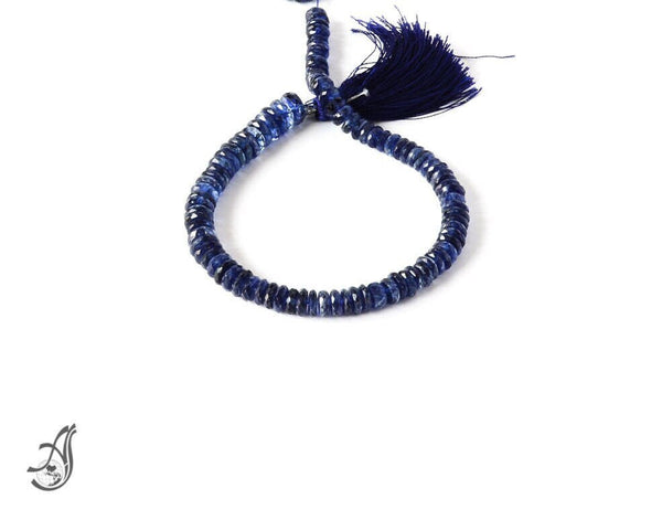 AAA Natural Kyanite Bead, 6 To 8MM Rondelle Blue Kyanite Bead Necklace, Loose Faceted Kyanite Gemstone, September Birthstone Jewelry