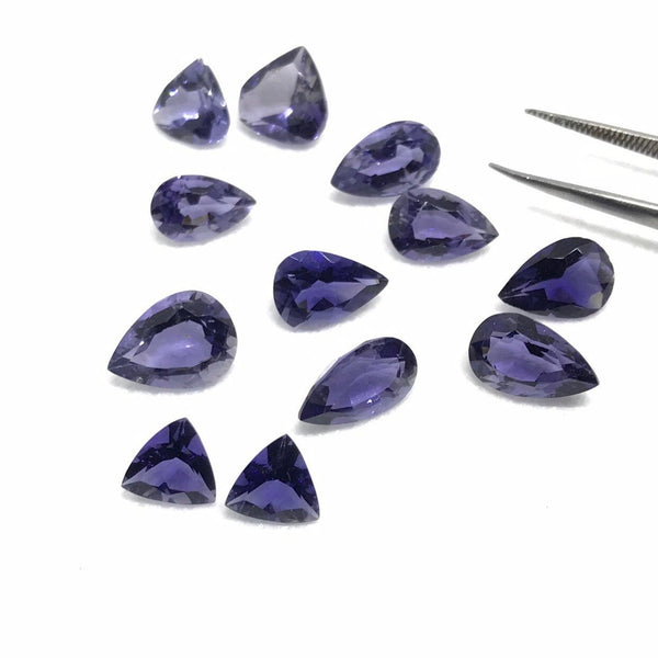 natural Iolite AAA, 7X10MM Pear, 7MM Trillion Iolite Gemstone, faceted Blue Iolite Stones, Loose iolite September Gemstone ( G-00068 )