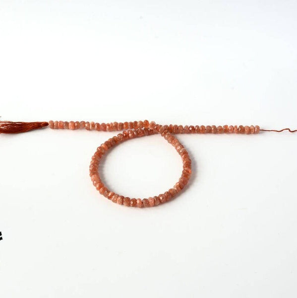 6MM & 7MM Sunstone Bead, 100% Natural Sapphire Rondelle Necklace, Loose Faceted Sunstone For Jewelry, 15 Inch Strand Bead