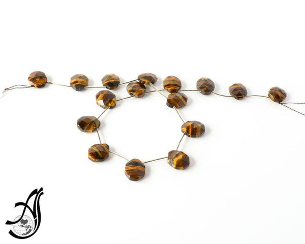 14x17mm Tiger Eye Bead Necklace, Black Yellow Faceted Tiger Eye Bead, Multi Color Hexagon Cut Tiger Eye Gemstone For Jewelry Making (code A)