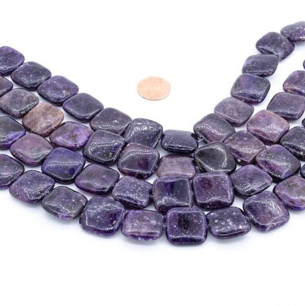 AAA Natural Sugilte Beads, 20mm Square cabochons Beads, Smooth Purple Sugilite Gemstone Beaded Necklace,100% natural Stone Fr Jewelry( #869)