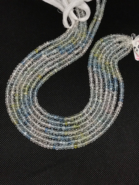 Multi Aquamarine Beads, 5mm Aquamarine Rondelle Bead Necklace For Woman, 14 Inch Strand Aquamarine Beads For Jewelry Making (#1284)