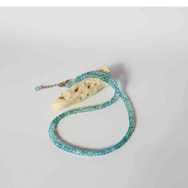 Natural Apatite Paraiba color ,Aqua color,beaded Necklace 18 inch